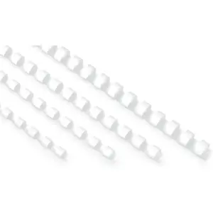 Plastic Binding Combs, Mixed Size, 19rings, 1/4in, 5/16in, 3/8in, 1/2in, Binding Capacity 20-90 Sheets, Letter Size, White, Pack of 100