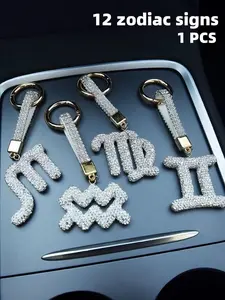 Silver Color Zodiac Pendant Keychain, Fashion Bag & Key Accessory, Keychain for Bags, Unique Design for Daily Use, Perfect Gift for Women and Girls