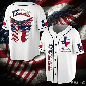 American Flag Texas Flag Eagle 3D All Over Print Baseball Jersey S-5XL ,Patriotic-themed 2026 U.S. anniversary T-shirt, 250th founding anniversary baseball jersey