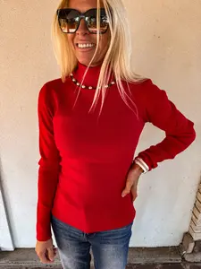 Pretty Woman Pearl Sweater - Red