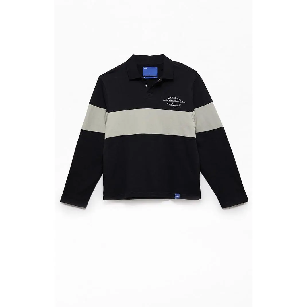 A.R.C. Men's Black Rugby Long Sleeve Polo Shirt