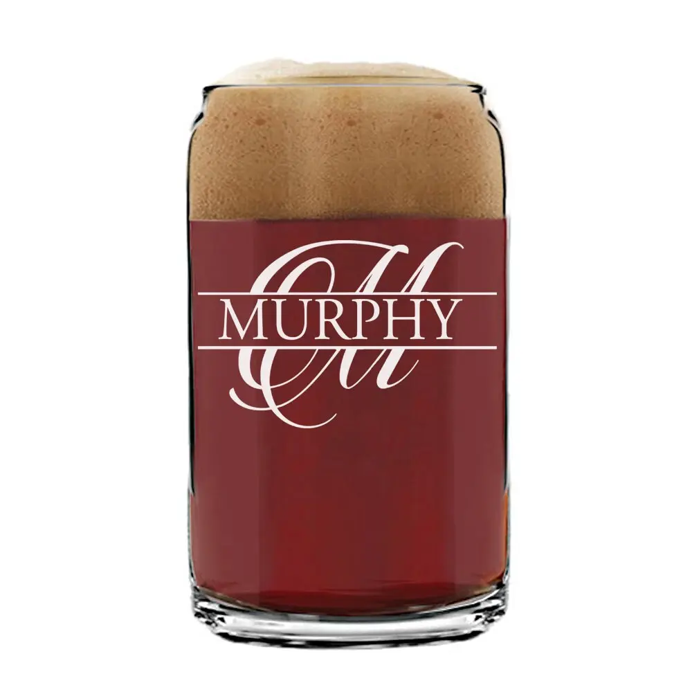 Personalized Initial Monogram Beer Glass, Split Monogram Beer glass, Custom Beer Glass  , Engraved Pint Beer ,Groomsman Gifts,Beer Gift