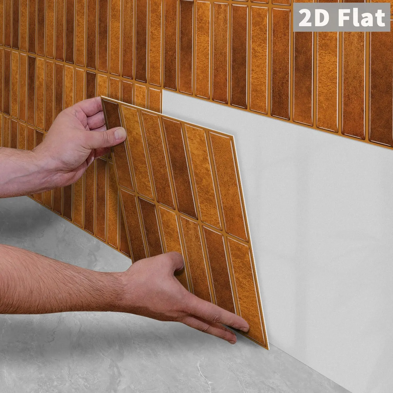 10PCS/Color Box GST Retro Caramel Orange Stone-Effect Subway Tile PE Foam Tile Stickers, Waterproof Oil-Proof Shockproof Wear-Resistant Peel & Stick Wall Decals for Kitchen Bathroom Bedroom Office Indoor Renovation Decor