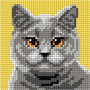 "My first embrodiery" kit.  Needlepoint (half stitich) kit  "British cat" 6766