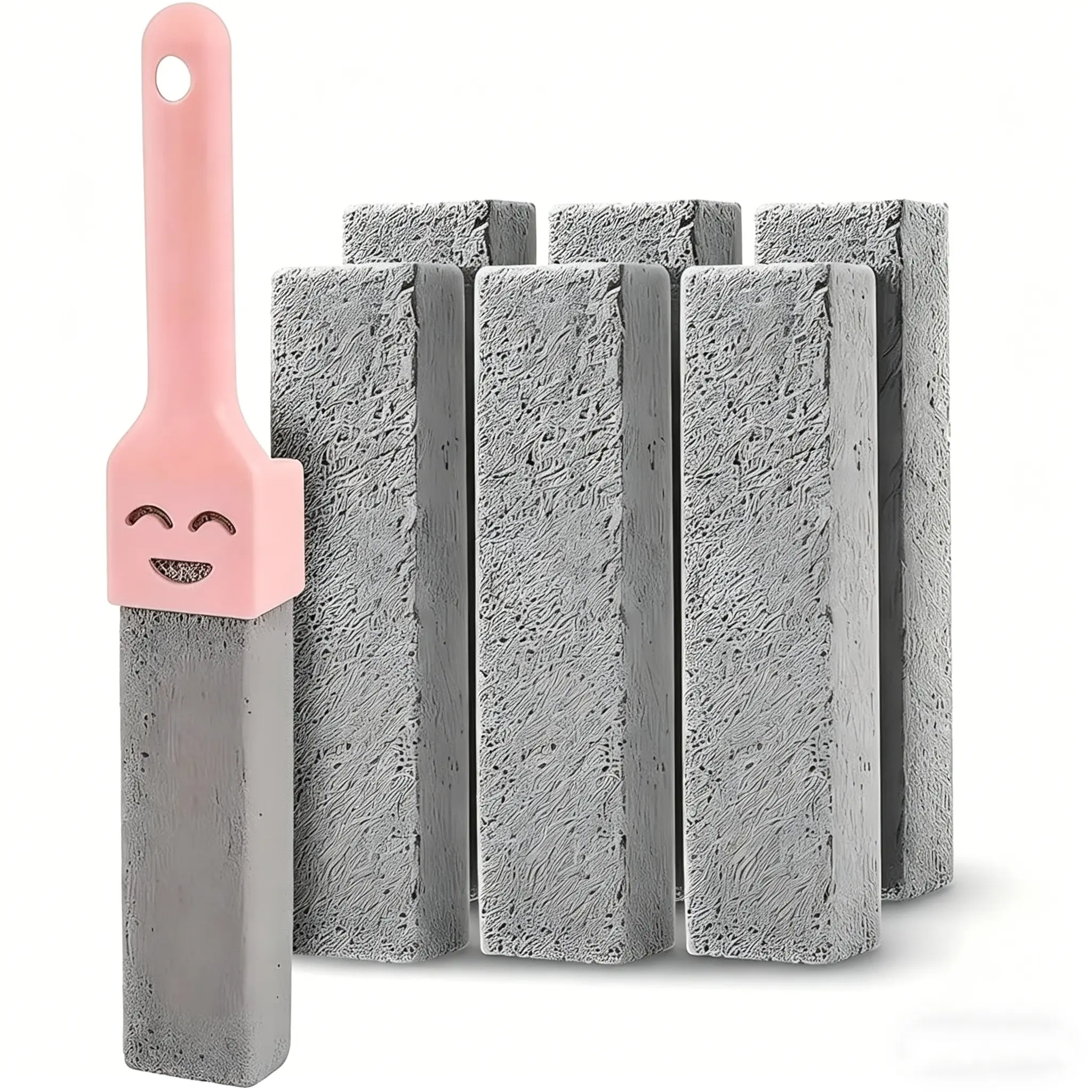 6-Piece Cleaning Pumice Stones with Handles, Heavy-Duty Toilet Limescale Remover, Ideal for Toilets, Pool Tiles, Sinks, Bathrooms, Set