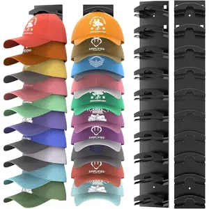 2 Pack Wall Mounted Hat Organizer Strong Adhesive Hat Rack for Baseball Caps No Damage Wall Hanger Storage Holder for Caps Visors and Hats Simple Modern Design Home Storage Accessories