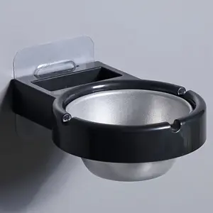 Wall-Mounted Ashtray for Bathroom - Round Plastic with Lid, No Drilling Required, Stylish and Multi-functional Design, Perfect Toilet Use Without Electricity