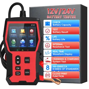 Car Battery Tester 6V/12V/24V, 2–120Ah, 100–2000 CCA, Alternator & Starter/Charging System Analyzer, Automotive Load Test,  for Car Truck Motorcycle Marine/RV