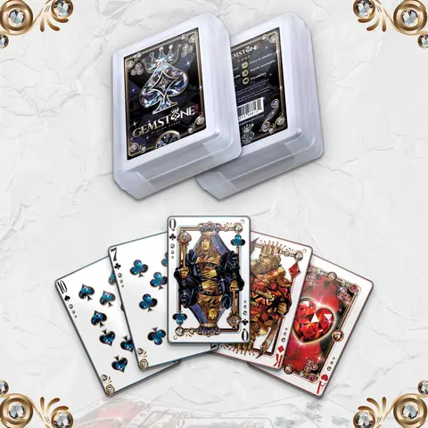 Gemstone Deck Premium Waterproof Plastic Playing Cards Gemstone Deck Edition 100% Waterproof Gemstone Design for Pool Beach Hot Tub Camping Travel Gift Set with 54 Cards 2 Jokers & Carrying Case