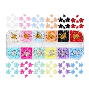 3D Acrylic Flower Nail Art Mixed Metal Caviar Beads Nail Accessories
