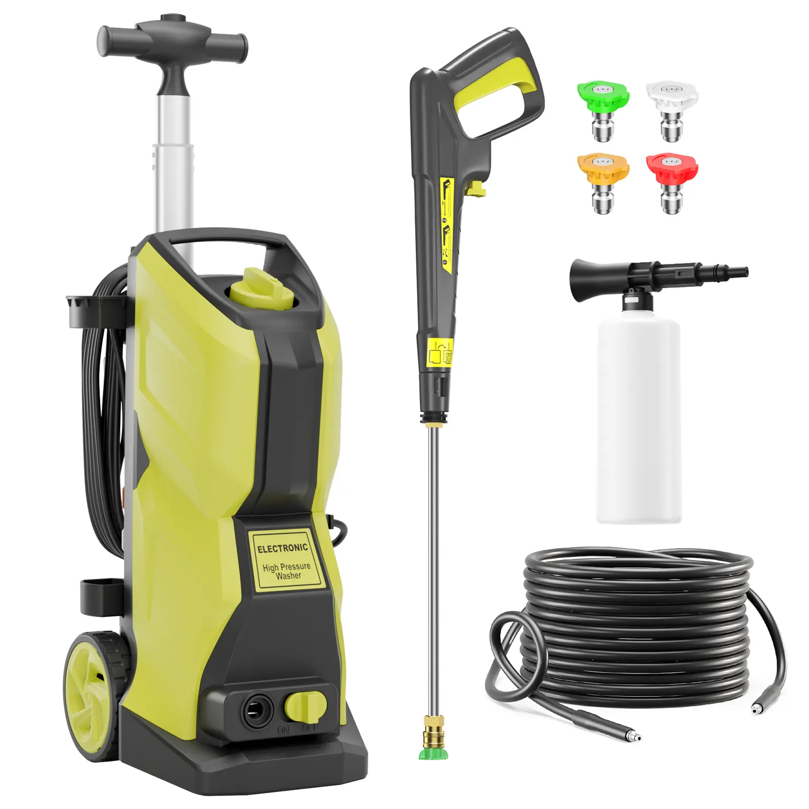 5350PSI MAX 3.1GPM Electric Pressure Washer, Multi-Surface Cleaning, Efficient Grime Removal, with 4 Adjustable Nozzle, 500ML Soap Bottle, Total Stop System for Car Wash, Home, Patio Cleaning