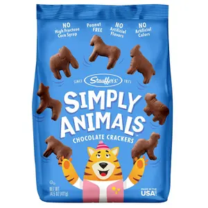 STAUFFERS Simply Animals Chocolate Crackers - 14.5oz Bag - Animal-Shaped Snacks with No High Fructose Corn Syrup, Artificial Flavors or Colors