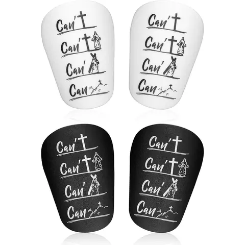 1-Pair Miniature Scratch-Resistant Shin Guards for Teenagers, PBT+EVA Material with Buffering Performance & High Tensile Strength, 10cmx6cm/3.94inx2.36in Black & White Soccer Training Equipment for Exercise