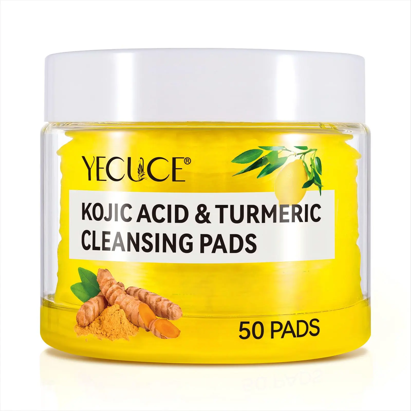 Yecuce Kojic Acid & Turmeric Cleansing Pads, Turmeric Face Scrub Pads, Gently Cleans Pores, Nourishing & Firming The Skin (50 Pads)