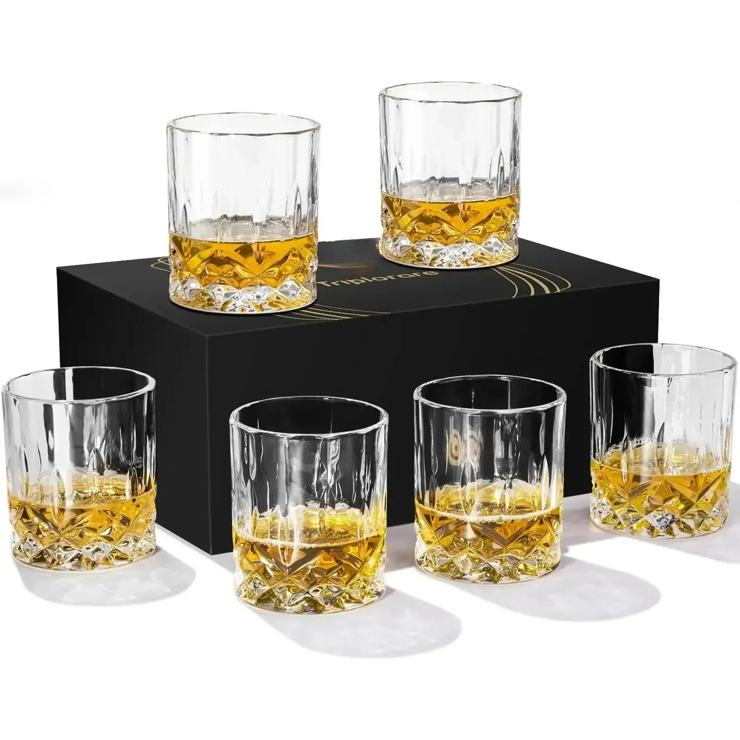 6-Piece 11 oz Old-Fashioned Drinking Glasses Set - Kitchenware Drinking Glasses for Whiskey, Rum, Glasses For Drinking