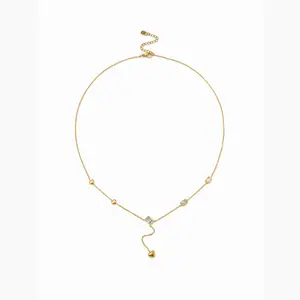 Cider HEART & RHINESTONE Y-SHAPED NECKLACE