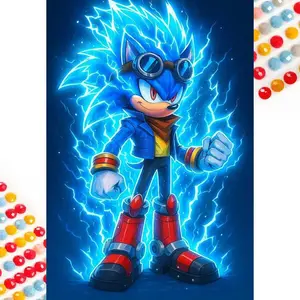 5D DIY Full Drill Diamond Painting - Blue Hedgehog Diamond Art Kit, Mosaic Canvas DIY Wall Art, Home Wall Decor, Crafts