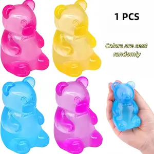 Soft Candy Bear Stress Relief Toy, Jelly Filled Squeeze Toy, Pressure Relief Gift, Random Color, Perfect Birthday Present, Bag Fillers