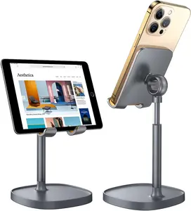 Cell Phone Stand Adjustable Phone Holer for Switch Stand Fits All Mobile Phones Switch Kindle iPads Tablet 4-10in Gray Holder Smartphone Cellphone Mount