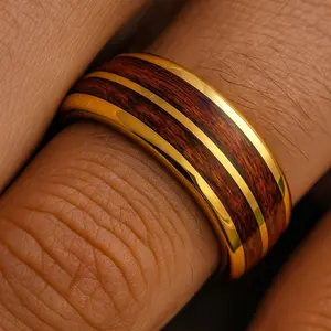Men's Wedding Band, Gift for Him/Her, Ring For Him, Men's Engagement Ring, Mens Rings, Wedding Ring For Men, Wooden Gold Ring, Birthday Gift