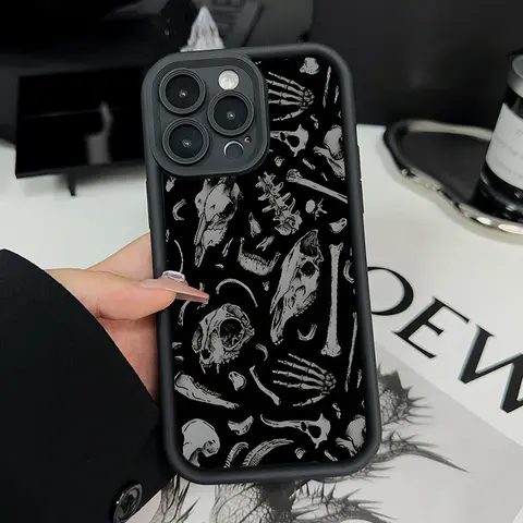 Super Soft Silicone Protective Casing for Multiple iPhone Models (17 Pro Max,16,16e,15,14 Plus,13,12,11,Air,XR,X,XS) - 1.2mm Animal Sheep Skull Pattern, Anti-Drop Shockproof Phone Accessory Gift for Women Men