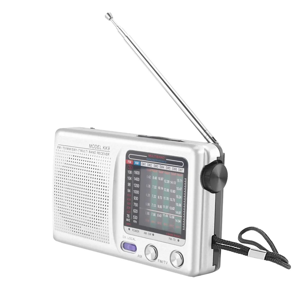 Compact Handheld Battery Powered Radio - AM/FM/SW, Speaker, Headphone Jack, for Indoor & Emergency Use, Silver Survival Radio