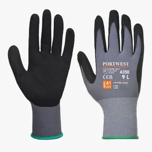 Work Gloves - Lightweight Nitrile Foam DermiFlex Safety Gloves Black