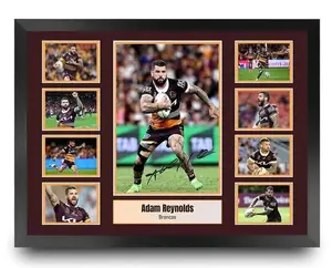 Adam Reynolds Signed Action Photo No No Framed Brisbane Broncos Captain Memorabilia