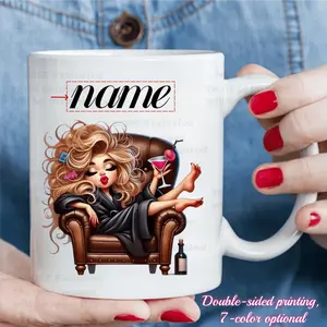 2026  1 Personalized Mug - Custom Name/Text, Elegant Female Face with Name Design, Dishwasher and Microwave Safe Coffee Cup - Birthday, Christmas, Valentine's Day Gift, Suitable for Women, Friends, Family, Colleagues - Customizable Photo/Text Printing