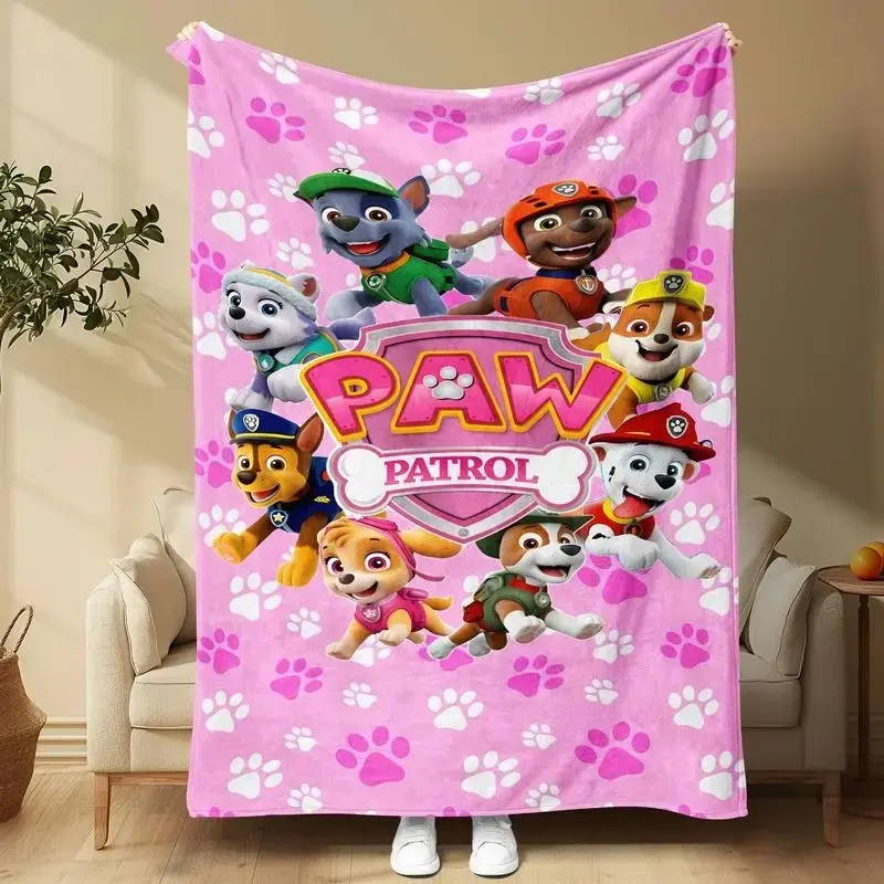 Cute Rescue Puppy Team Cartoon Graphic Flannel Throw Blanket, Soft Warm Plush Cozy Wrap Suitable for children and adults, ideal companion for family movie nights, daily indoor use and lovely home decorative ornaments