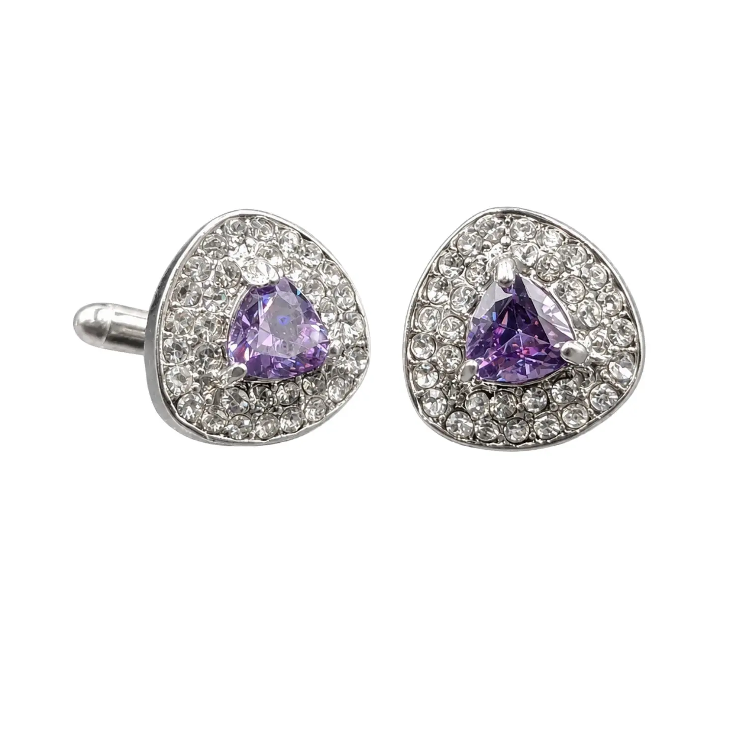 Teardrop Amethyst & Purple Diamond Halo Cufflinks