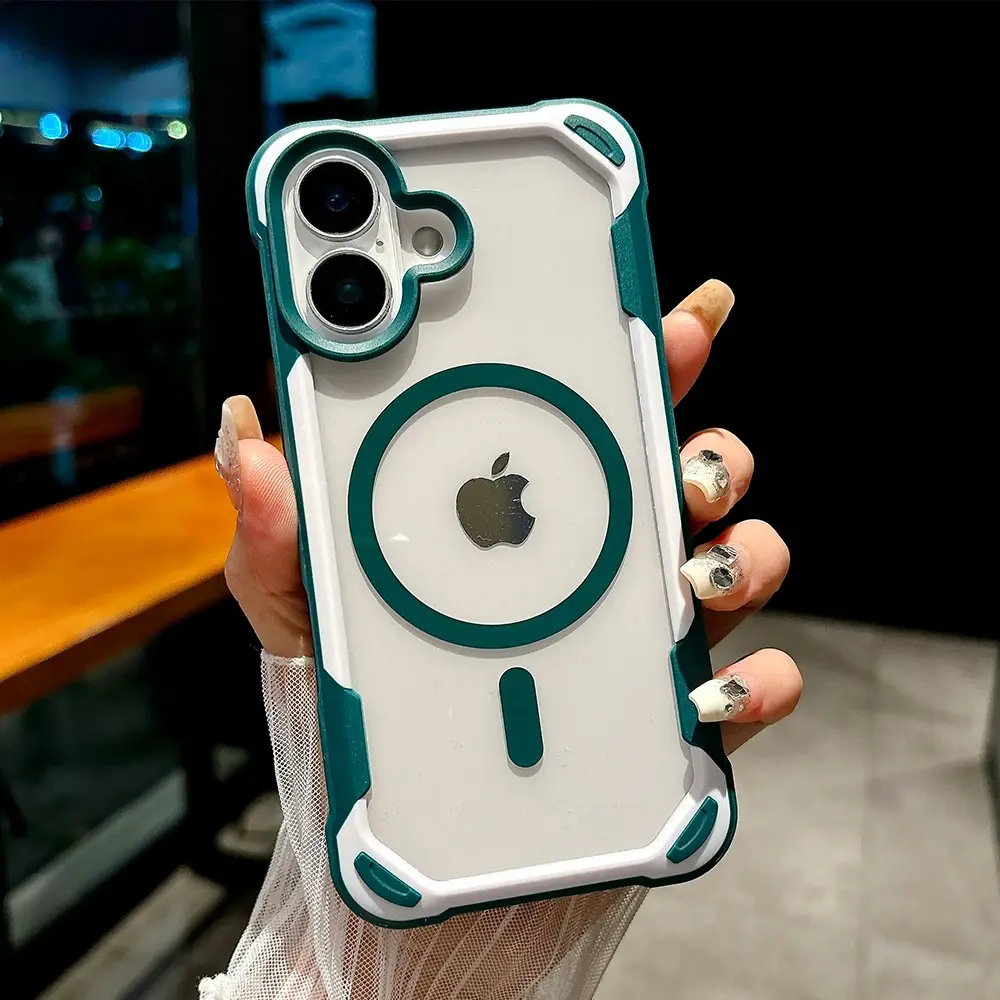 MagSafe Magnetic Fin Smartphone Casing, Shockproof Armor Transparent Hard Hybrid Bumper Back Protector for iPhone 18 17 16 15 14 13 12 11 Pro Max Plus Handheld Devices