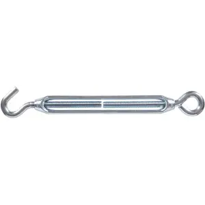 212 MAIN Flagged Hook & Eye Turnbuckles, 0.312 in-18T Thread, 8.875 in Open Length, Zinc Plated, Pack of 5