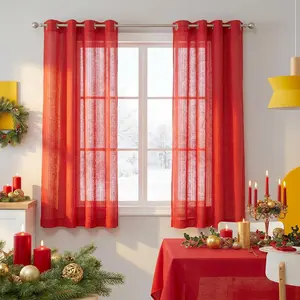 Cozy Curtain 2pcs 52x63 inch Solid Color Window Curtains, Soft Bamboo Gauze Yarn Fabric, Classic Grommet Top Design, Elegant Home Window Drapes for Bedroom Living Room Decoration L12