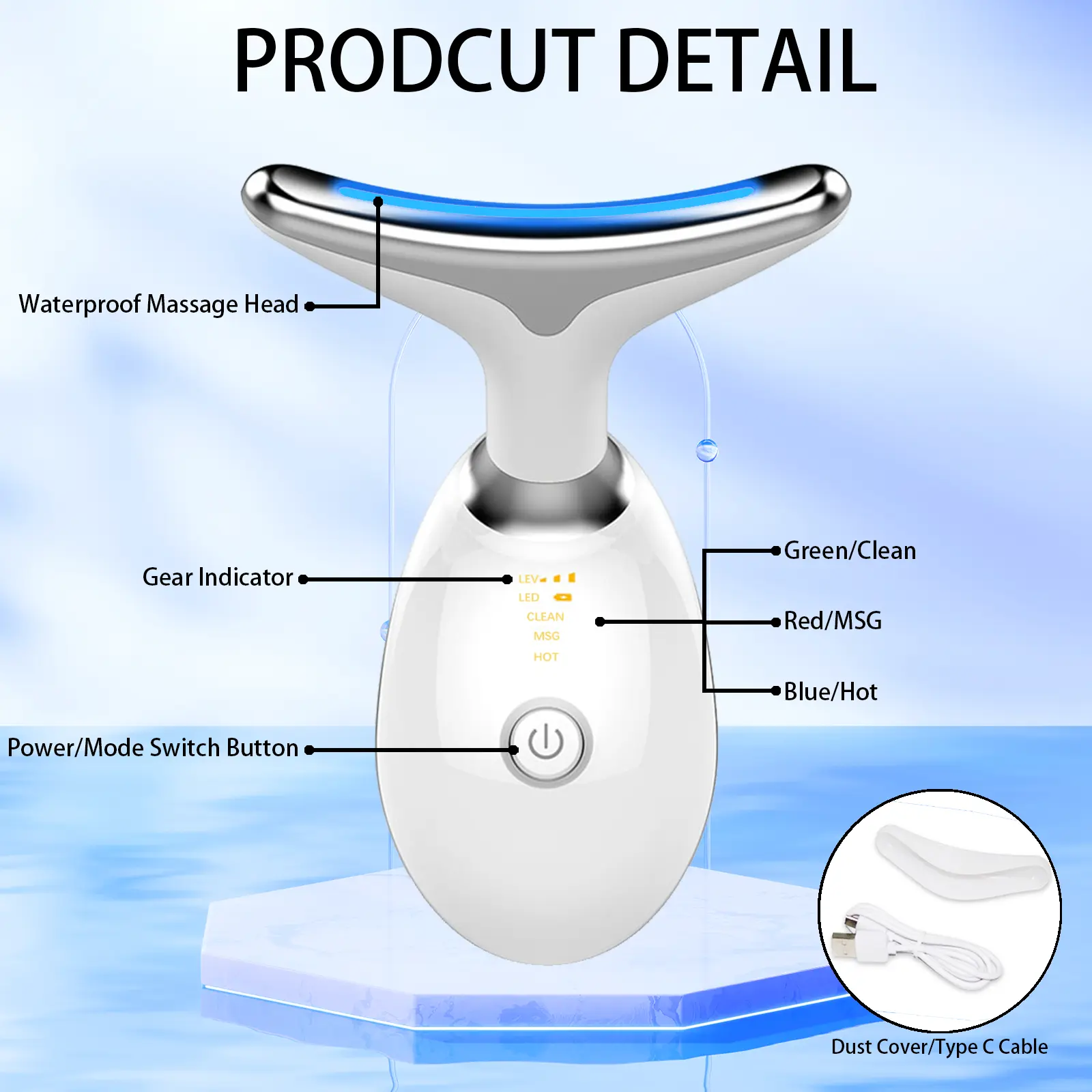face vibration massager Microcurrent-Facial-Device Skin Tightening Device Facial Massager Face  Massager main image 1