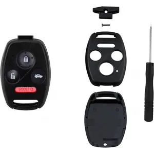 Key Fob Keyless Entry Remote Shell Case & Pad Replacement for Honda Accord 2003-2012, Civic EX2006-2013, Pilot 2009-2015, CR-V 2005-2006 (Cutting NOT Required)
