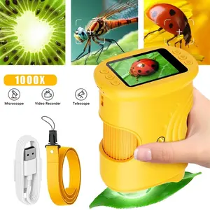 Handheld Microscope, Natural Exploration Microscope, 2-Inch IPS Screen, 200x-1000x Magnification, Portable for Outdoor and Classroom Use