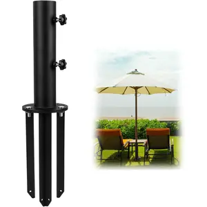 Umbrella Stand Base,Umbrella Holder with 3 Ground Spikes for Stability, Umbrella Holder Base for Beach, Deck, Lawn, Garden,Concrete