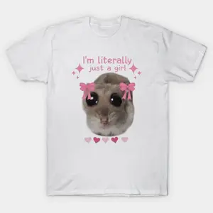 100% cotton. I'm actually a women's version of a hamster shirt, a sad hamster emoji T-shirt.