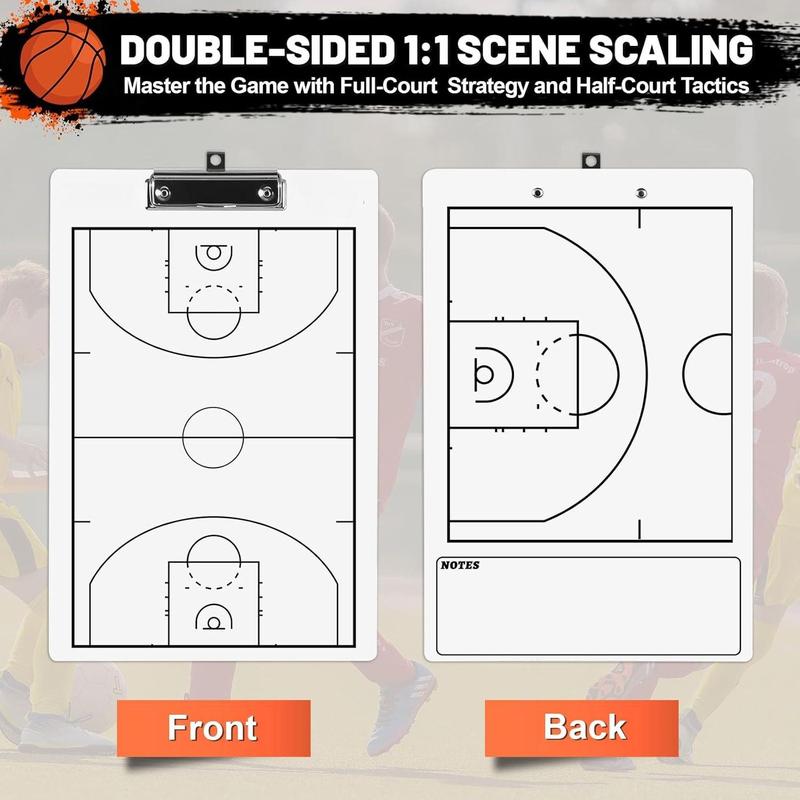 Basketball Coaches Clipboard,White Double-Sided Dry Erase Coach Clipboard, Basketball Whiteboard for Coaches, White Board with Marker for Coaches Gift