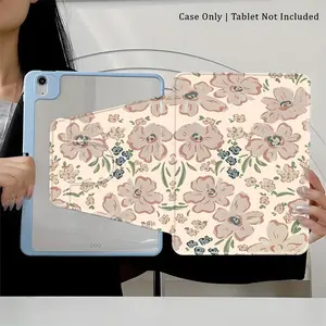Beige Pastel Floral Aesthetic iPad Case, 360° Rotatable Shockproof Protective Cover, Cute Vintage Flower Design, Full Edge Anti-drop Shell, Slim Durable Tablet Case, For iPad (A16) 11th Gen&10th Gen, Ideal Gift for Girls & Daily Device Protection