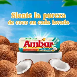 1 TIRA CON 3 BOLAS DE 3 JABON AMBAR COCO y Glicerina -JABON NATURAL From Guatemala Tackles Tough Stains, Grime and Grease Effortlessly but gentle on all Household  surfaces Soap Cleaning