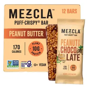 Mezcla Peanut Butter Chocolate Protein Packed Snack - 10g Protein, 170 Calories, Vegan, Soy-Free, Gluten-Free, Kosher, Non-GMO, 1.4 oz Bar