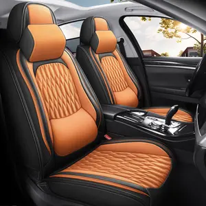 OTOEZ Nappa Universal Leather Car 5 Seat Covers Full Set Non-Slip Car Cushions Waterproof Seat Protectors lumbar support Interior Automotive