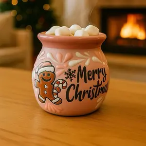 Talavera Pink Christmas Mug – Lead Free – “Feliz Navidad” Gingerbread Mug