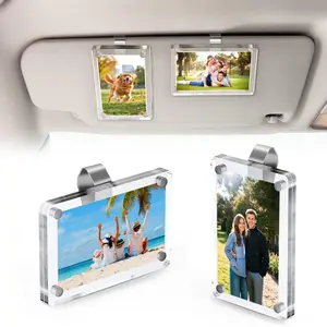 2 Packs Car Visor Photo Clip – Magnetic 3-Inch Car Picture Holder for Sun Visor,Cute Car Mirror Hanging Accessories,Polaroid Frame for Easy Display,Suitable for Adding Family or Personal Photos