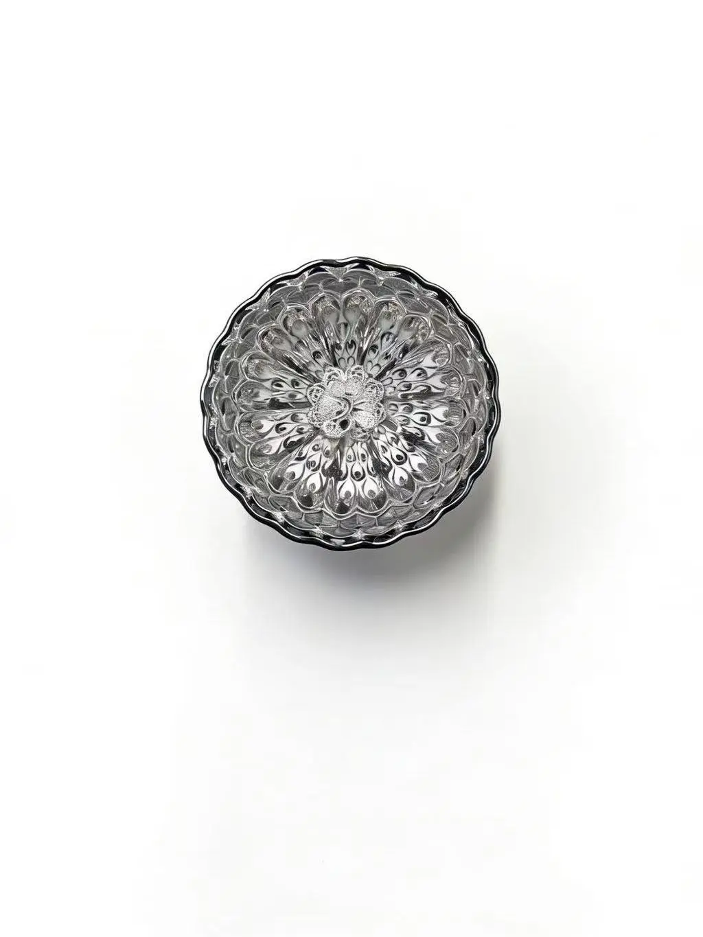 Silver Peacock Feather Jianzhan with Peacock Base | Silver White Tea Cup,Chinese culture,High-temperature firing,Handcrafted ceramic cup,Wine Glass, Kung Fu Cup,Drinkware