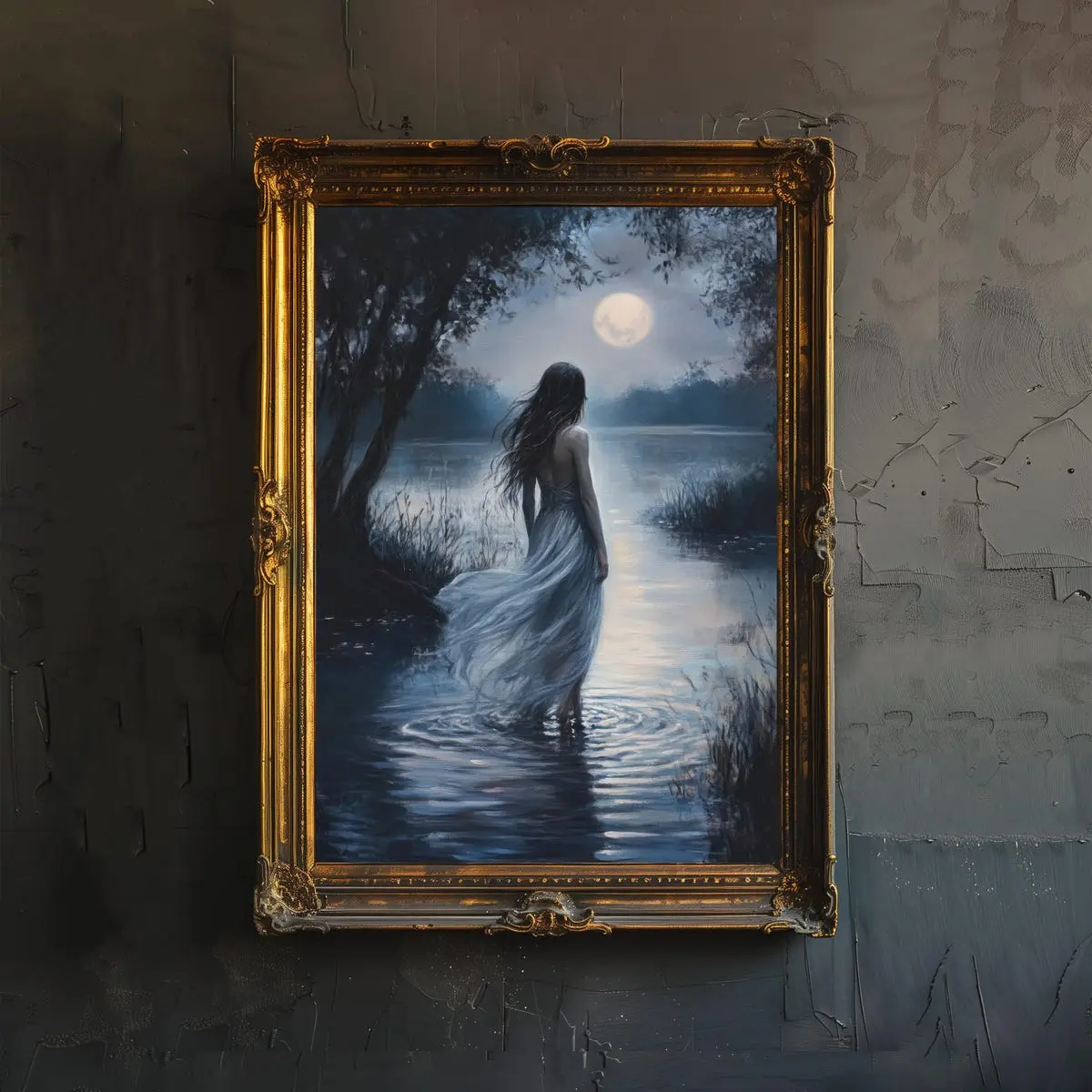 Ophelia Poster – Dark Academia Print, Antique Victorian Painting, Gothic Wall Art, Vintage Rustic Decor, Unframe