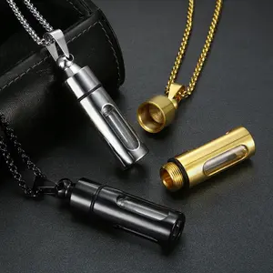 Openable Glass Pendant Necklace - Fashionable Jewelry Accessories, Geometric Shape, Unisex, Openable Cap, Perfume/Wishing Bottle Holder, Long Stainless Steel Chain, Ideal for Anniversary, Birthday Gifts