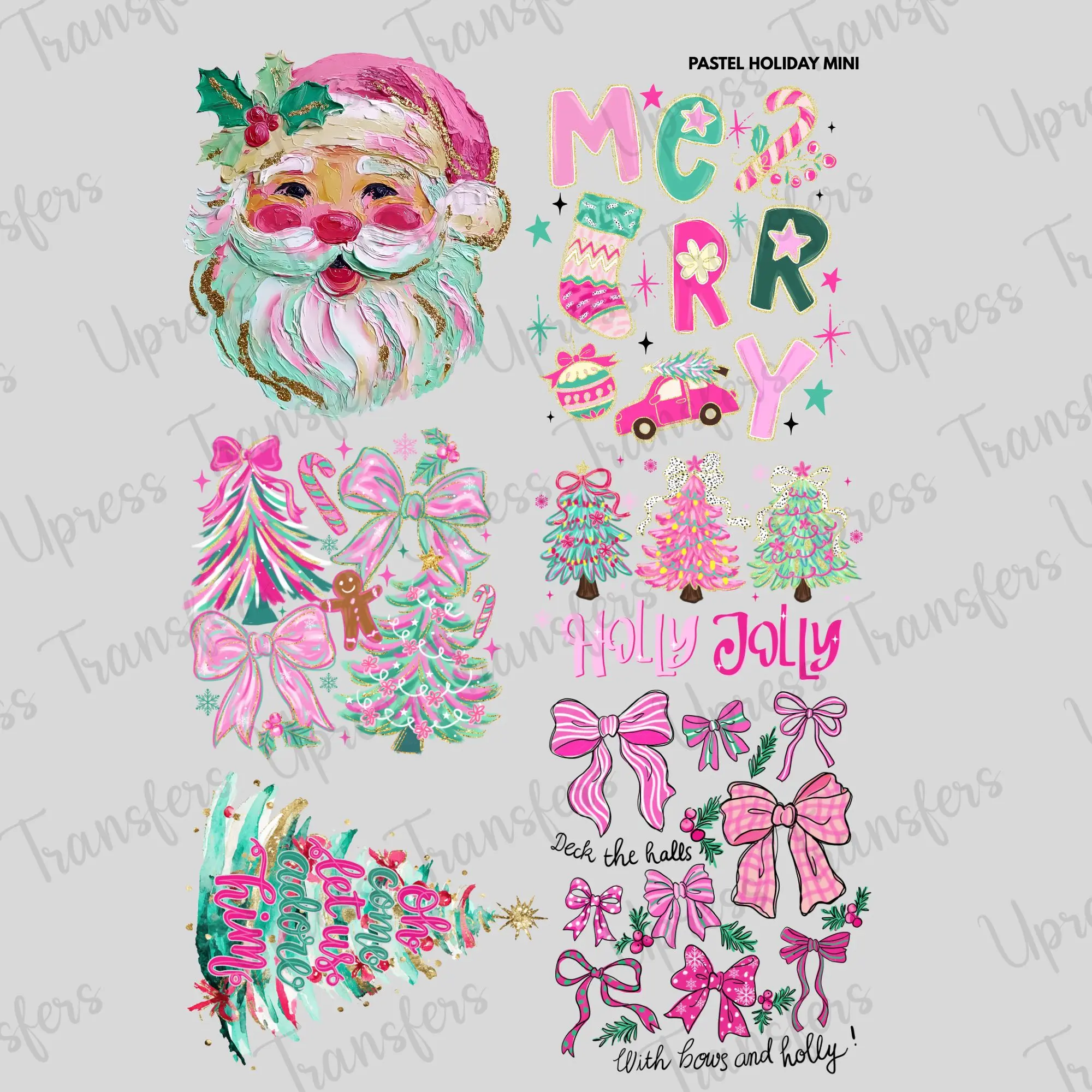 Pastel Holiday Mini DTF Transfer Gang Sheet 24.5" x 36" Direct To Film for DIY Enthusiasts Vibrant Custom Options Cozy Handmade Aesthetic Festive Design